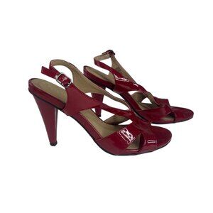 Kenneth Cole Reaction Strappy Heels Shoes Womens 9.5 M Red Adjustable Buckle